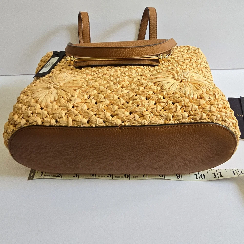 Strathberry Floral Raffia Basket Tote Straw Tan - Picture 12 of 15